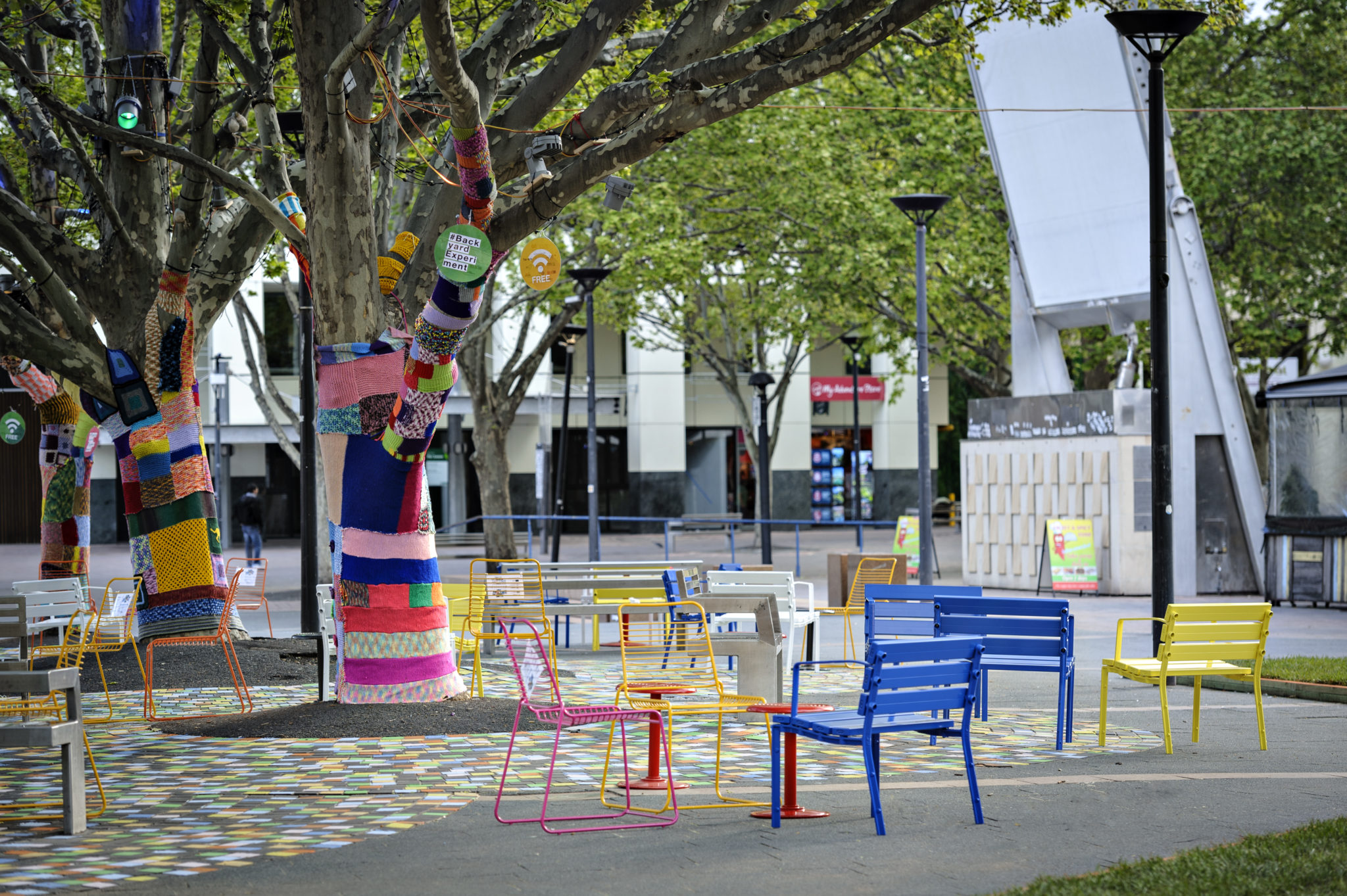 Community, Garema Place, Woden Town Centre, pop-up park, seating, trees