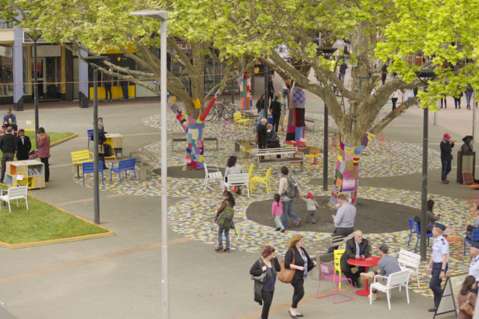 Community, Garema Place, town centre, seating, trees, Canberra, pop-up park