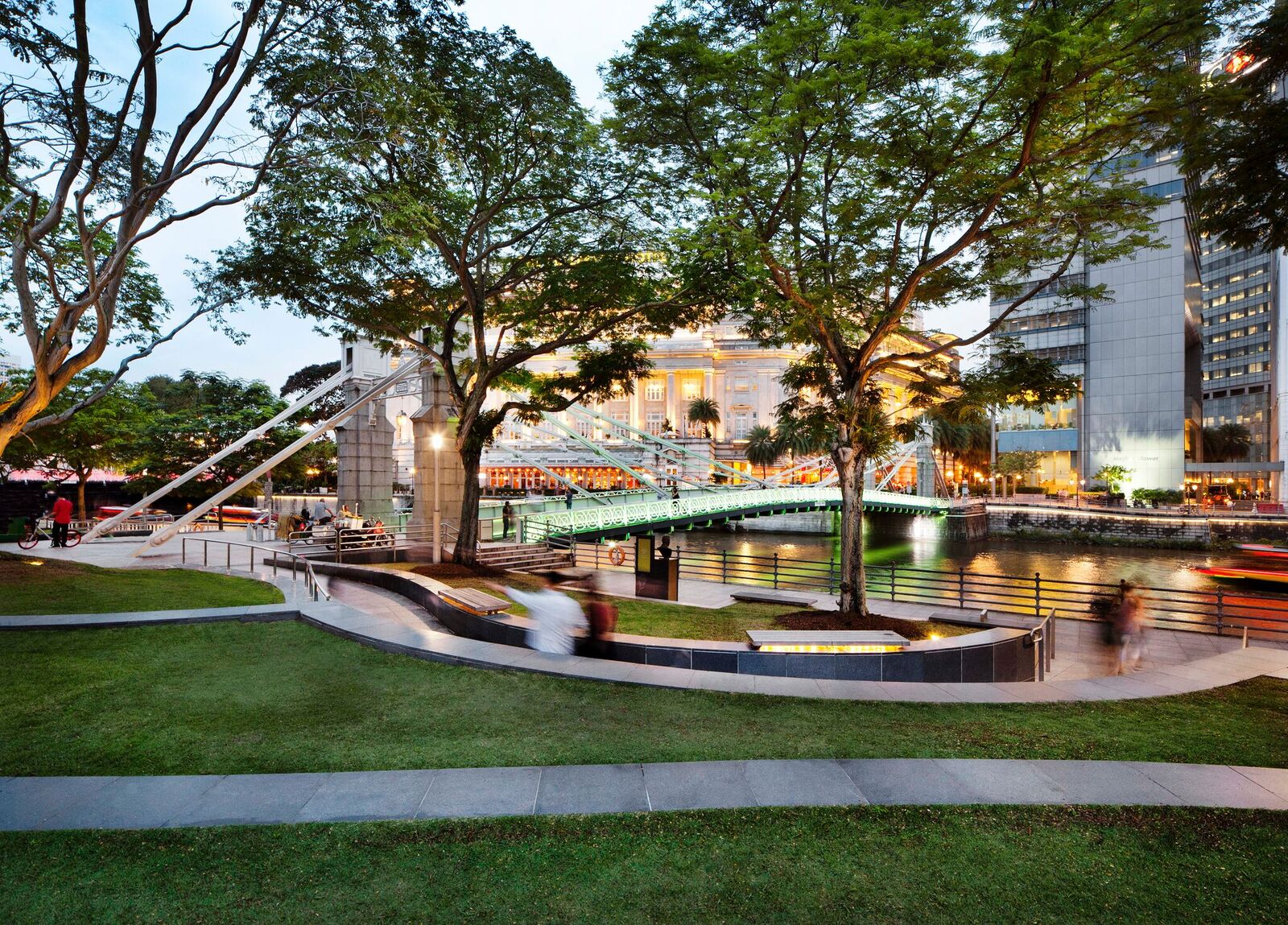 Public Domain, Empress Place + Esplanade Park, Singapore waterfront, cycle path, walkway, trees