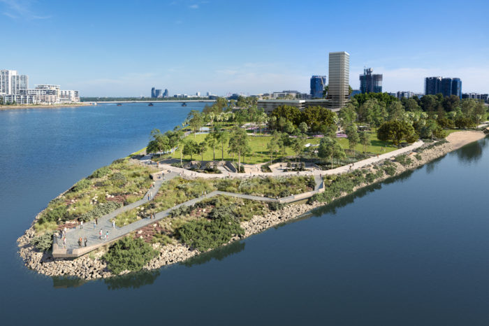 Parks + Open Space, Wentworth Point Headland Park + UAP, aerial view