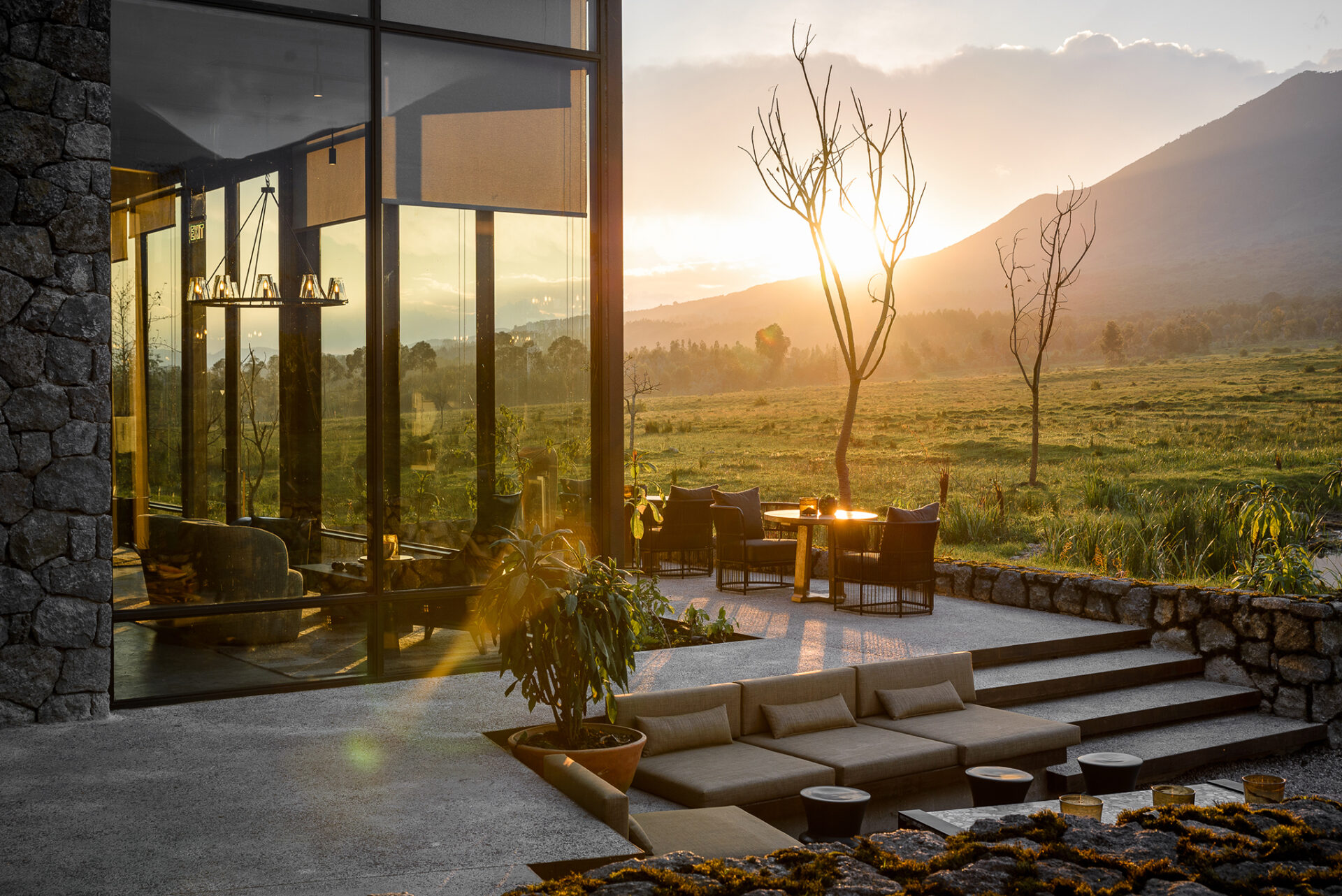 Tourism + Culture, Singita Kwitonda Lodge, sunset, seating, landscape, planting