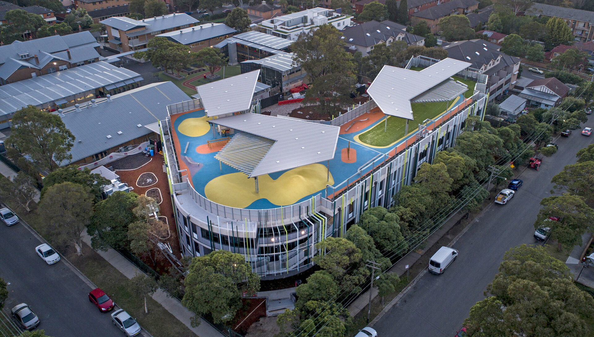 Education, Homebush West Public School, roof, trees,