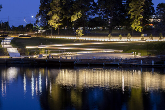 Public Domain, Parks + open space, Tench Reserve, Landscape Architecture, lighting, water, walkway